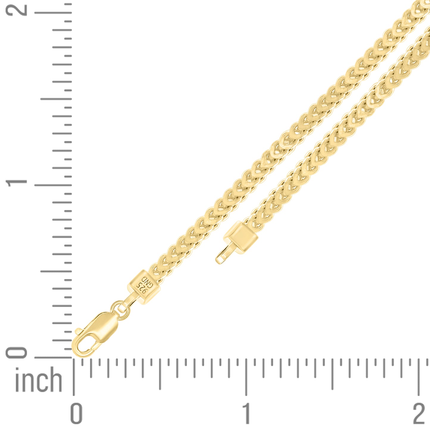 925 Silver Hollow Franco Chain Yellow 3.5mm