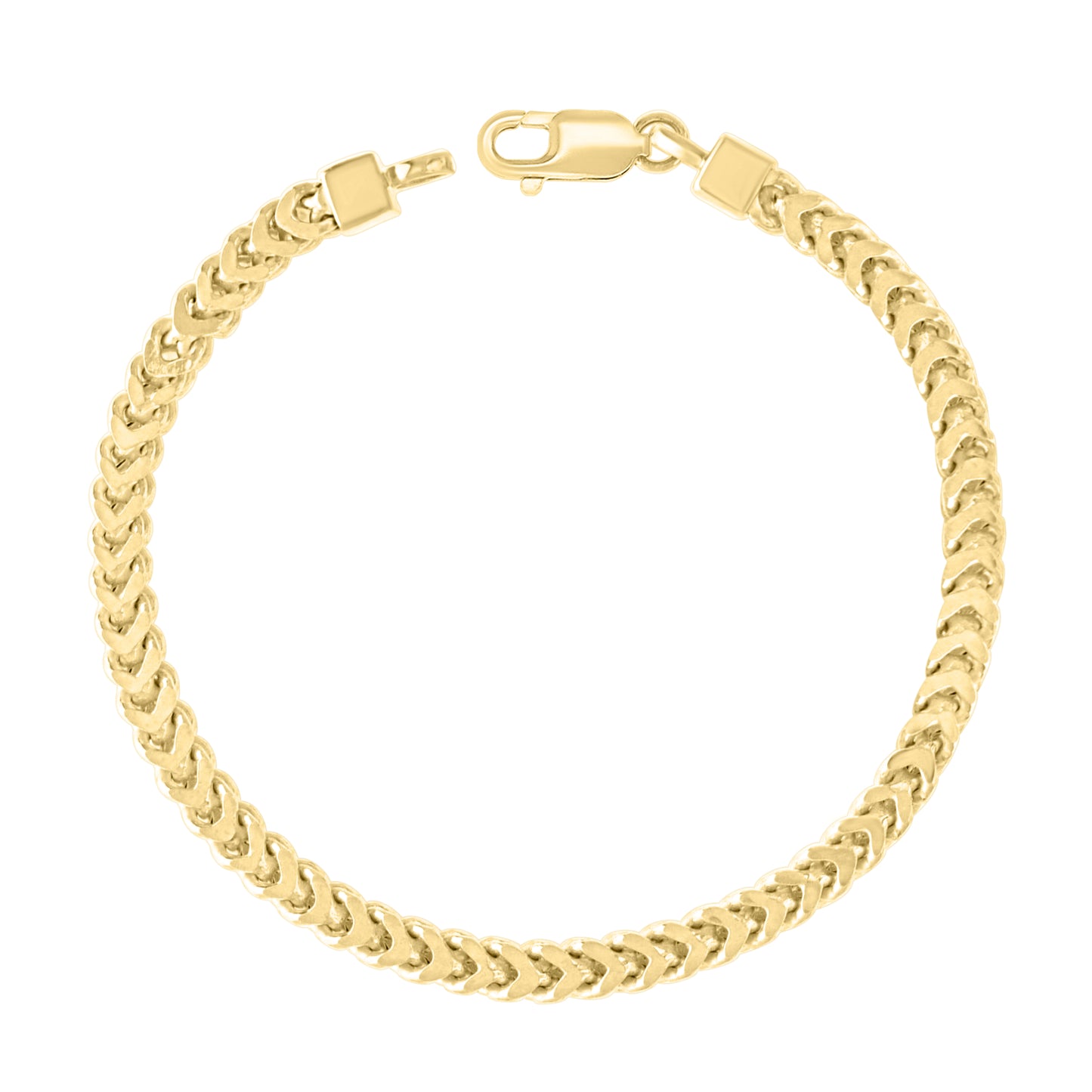 925 Silver Hollow Franco Chain Yellow 4.5mm