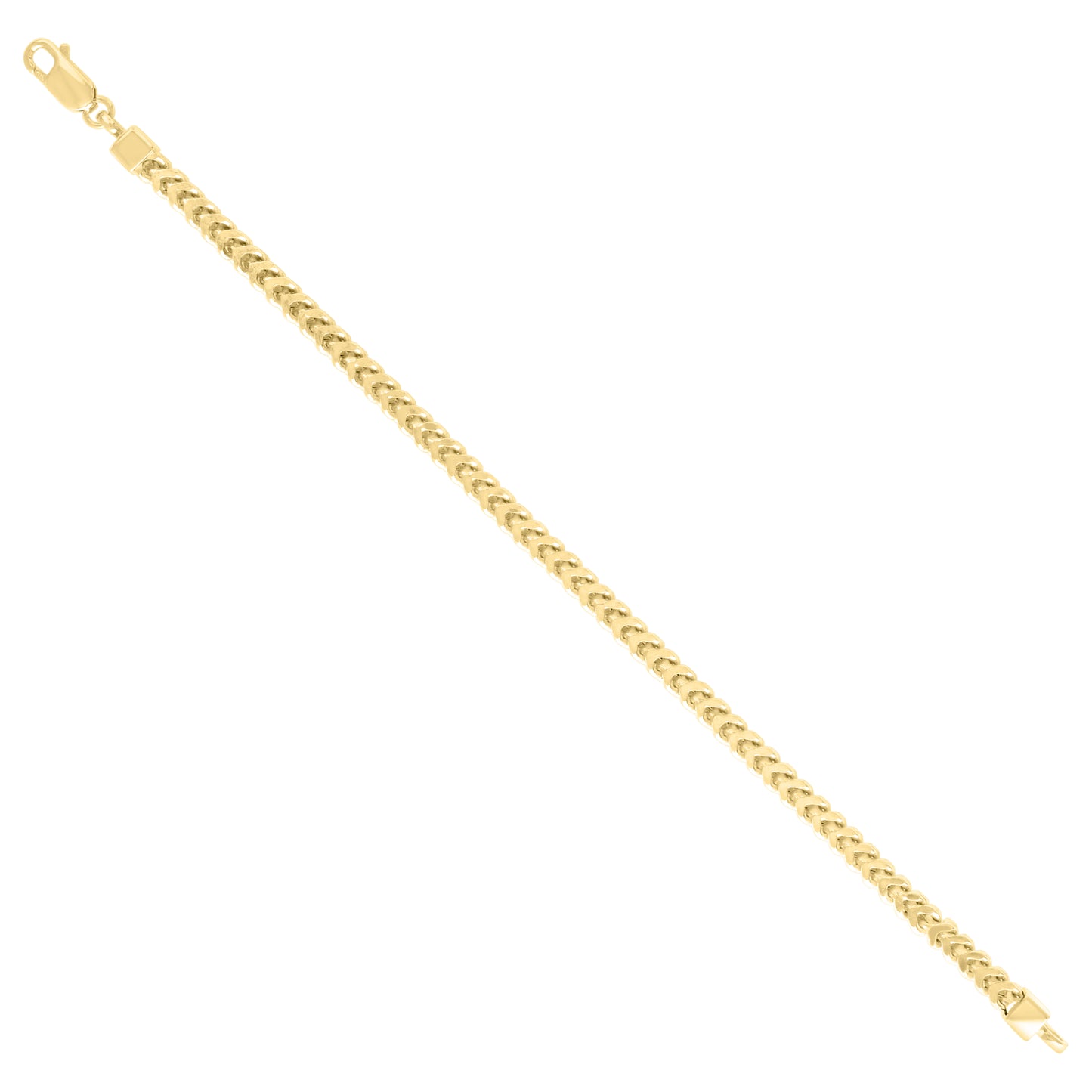 925 Silver Hollow Franco Chain Yellow 4.5mm