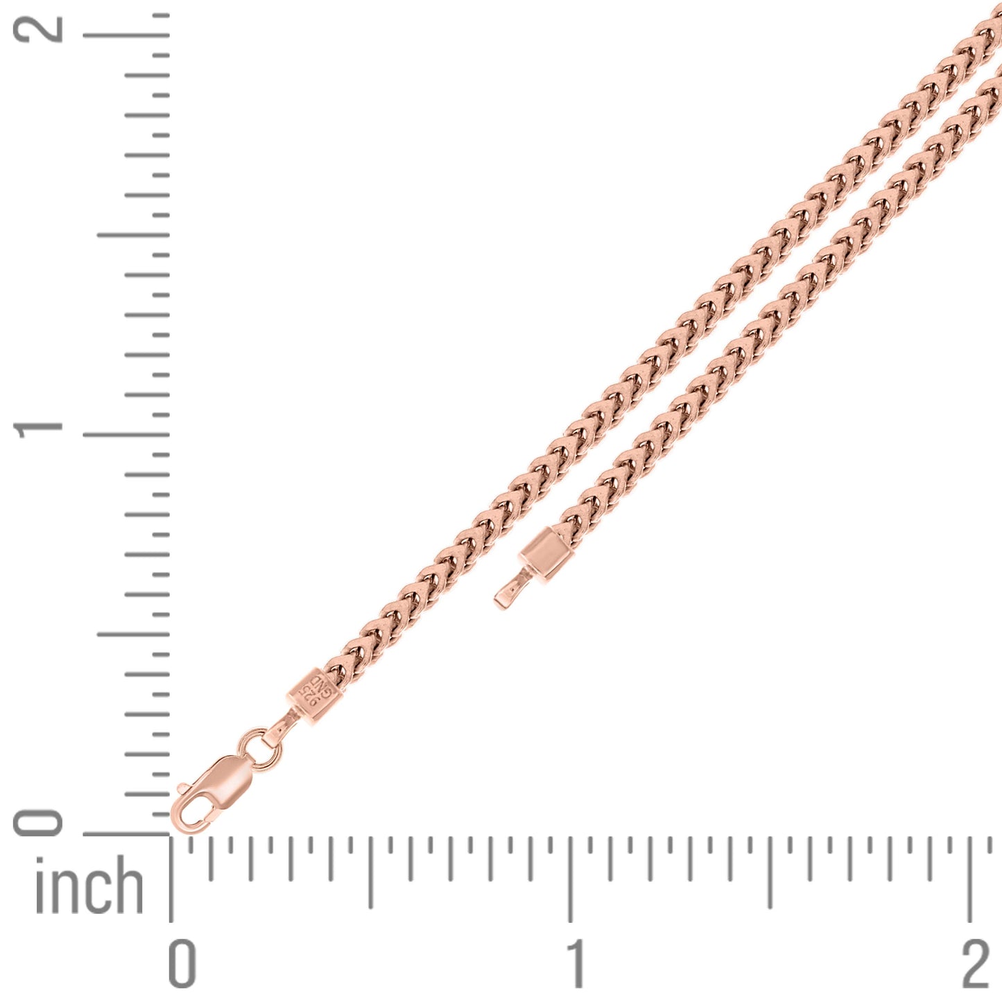 925 Silver Hollow Franco Chain Rose 2.7mm