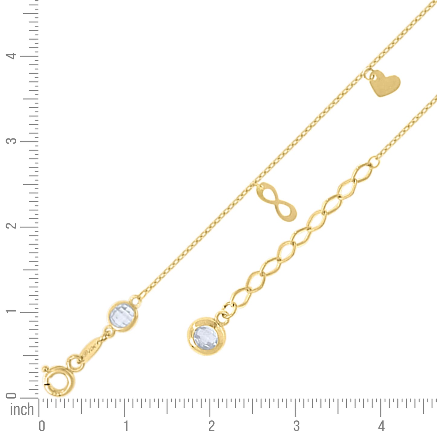 14Kt Gold Anklet 10" (9"+1")