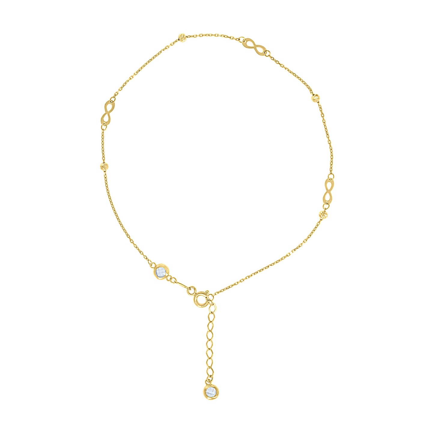 10Kt Gold Anklet 10" (9"+1")