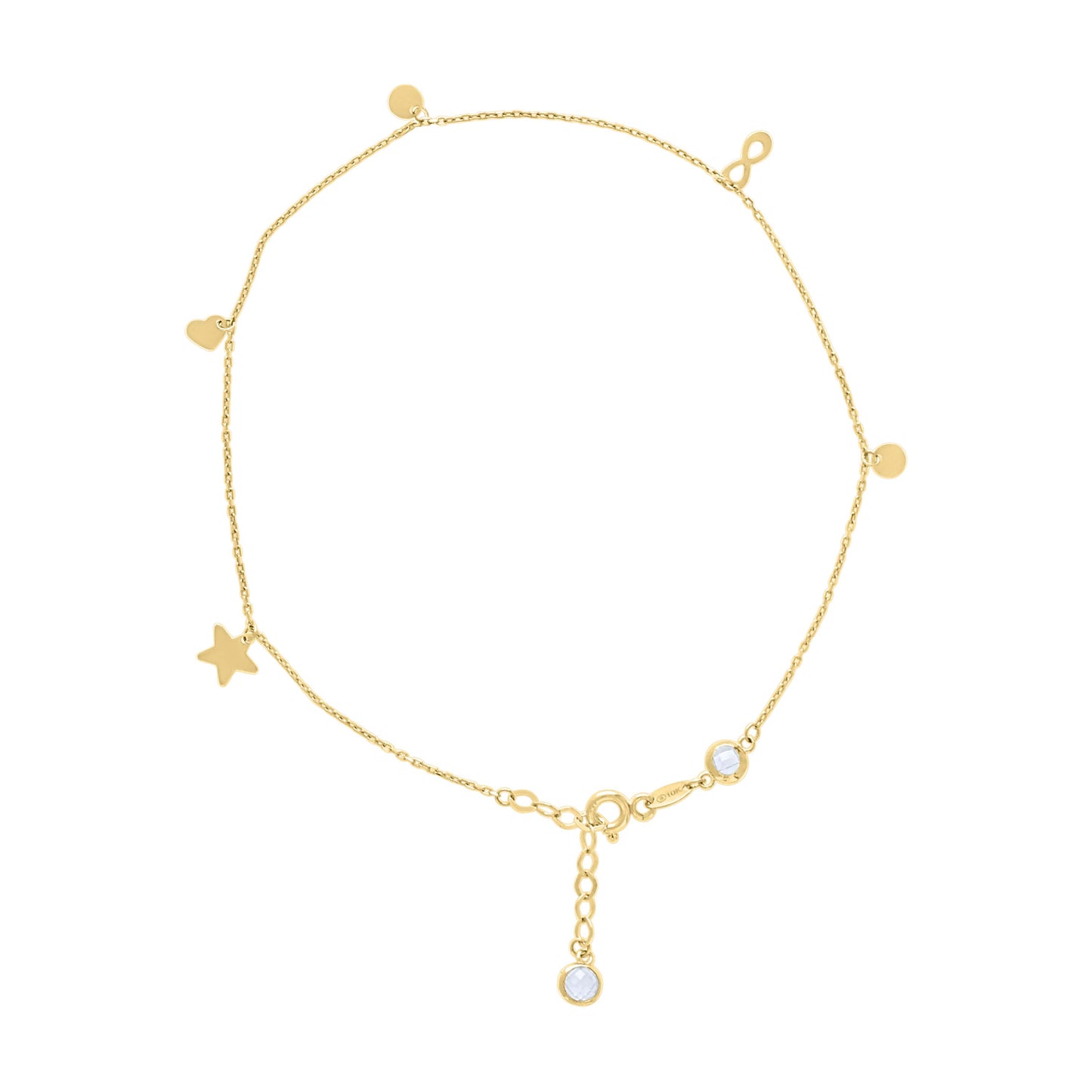 10Kt Gold Anklet 10" (9"+1")