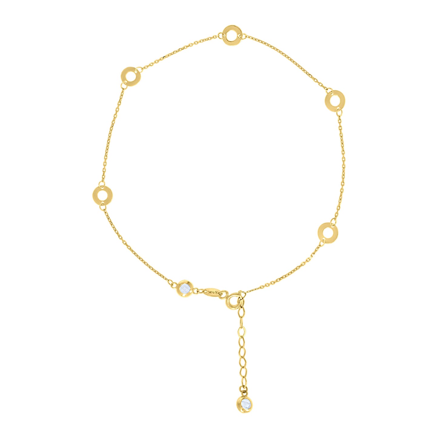 10Kt Gold Anklet 10" (9"+1")