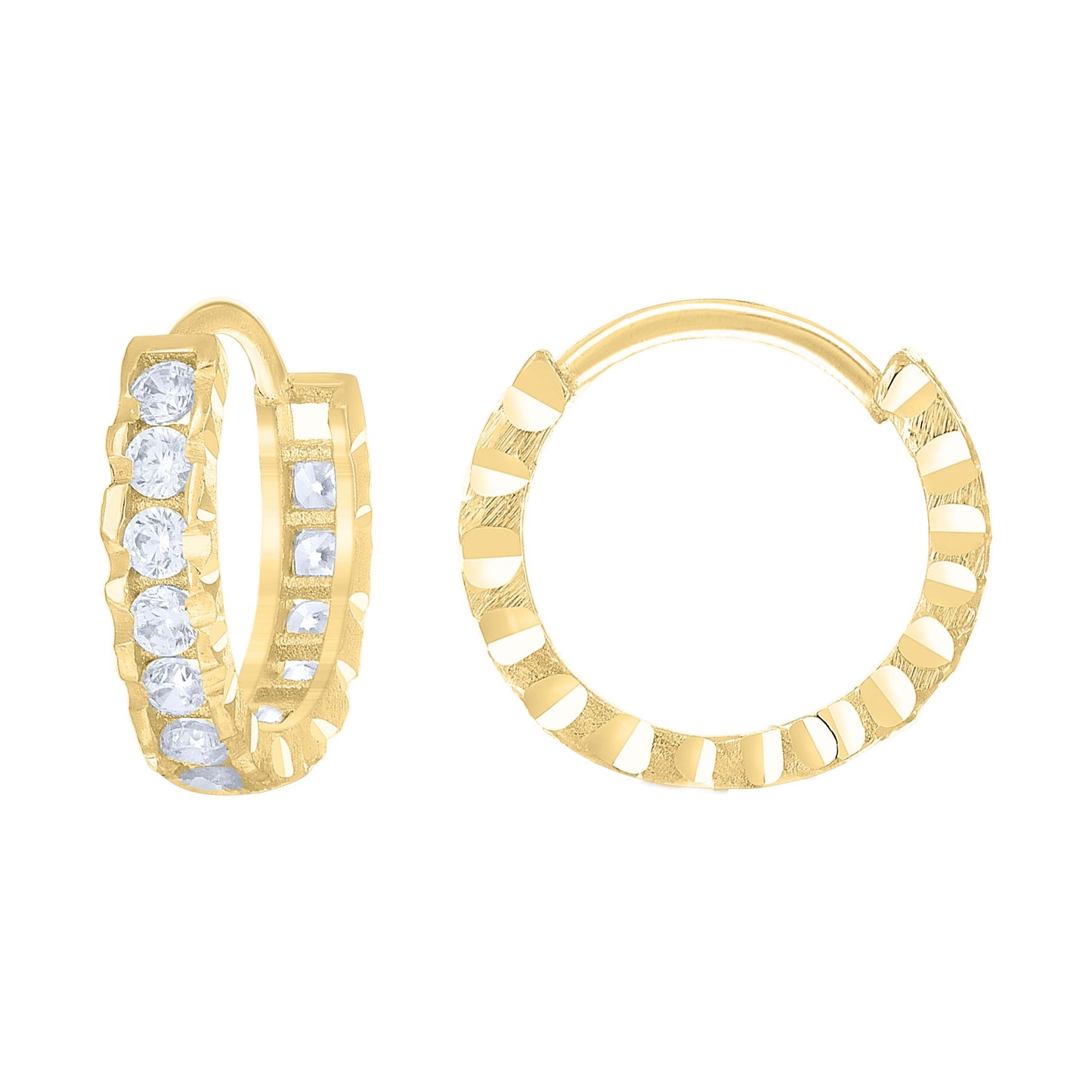 14Kt Gold Cz Hoop Earings