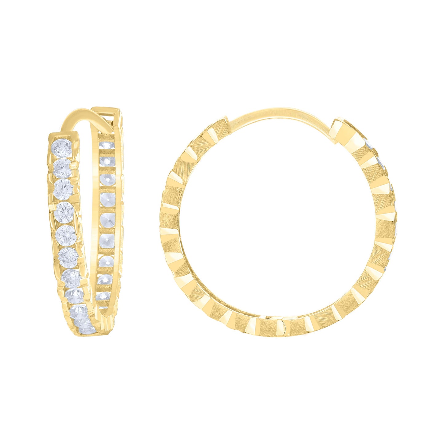 14Kt Gold Cz Hoop Earings