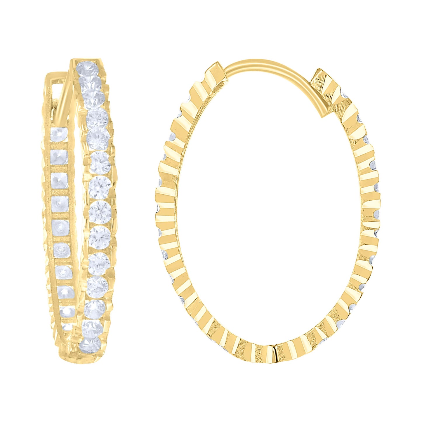 14Kt Gold Cz Hoop Earings