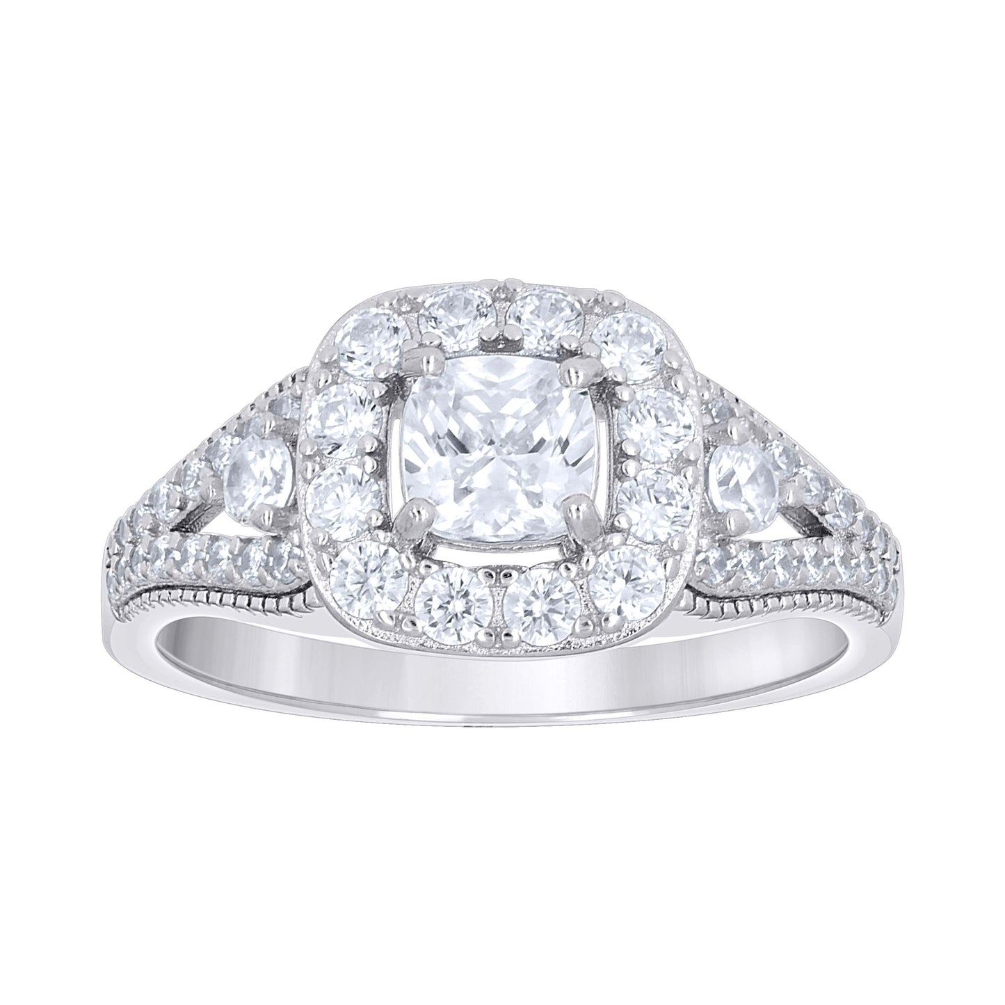 925 Sterling Silver Cz Duo Ring S6