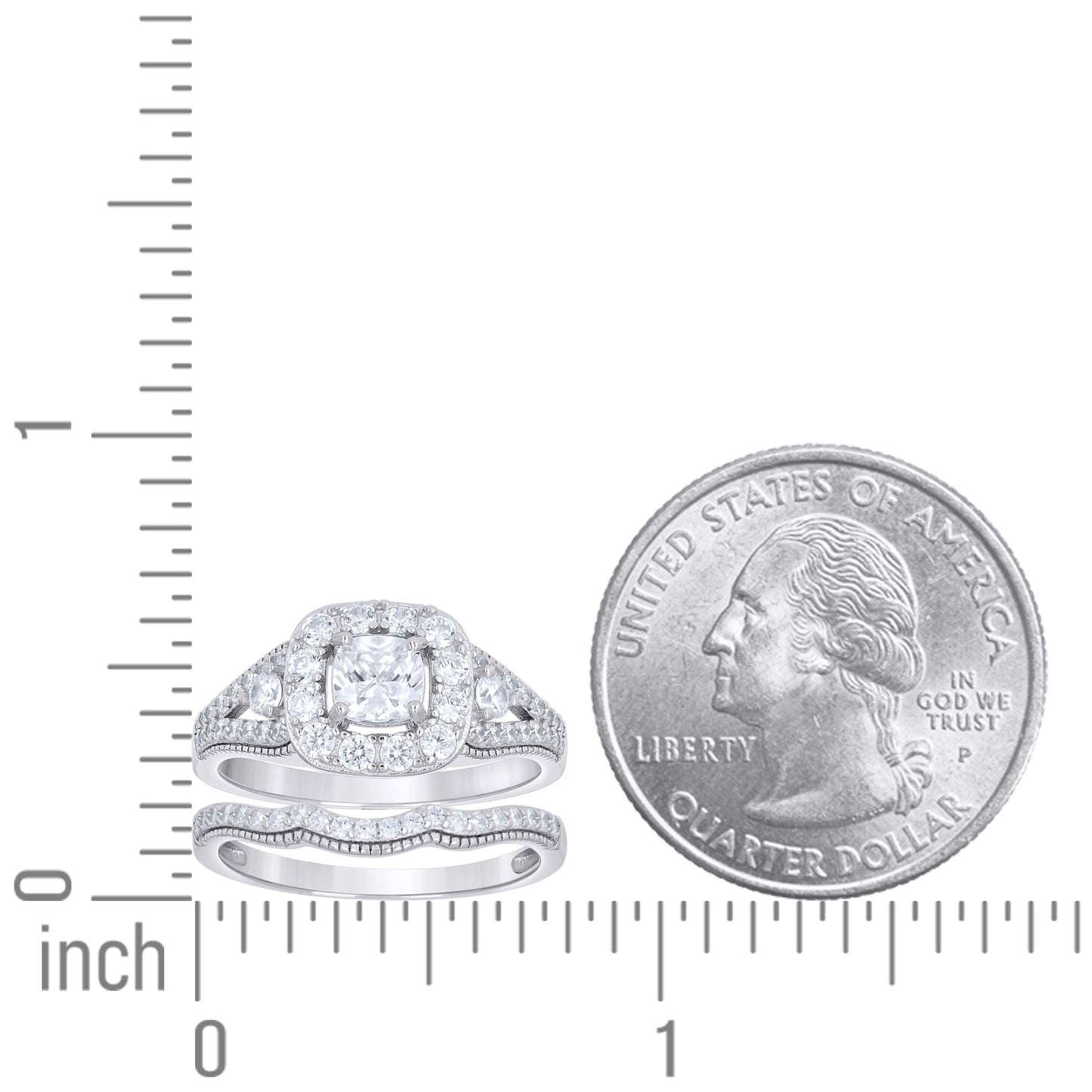 925 Sterling Silver Cz Duo Ring S6