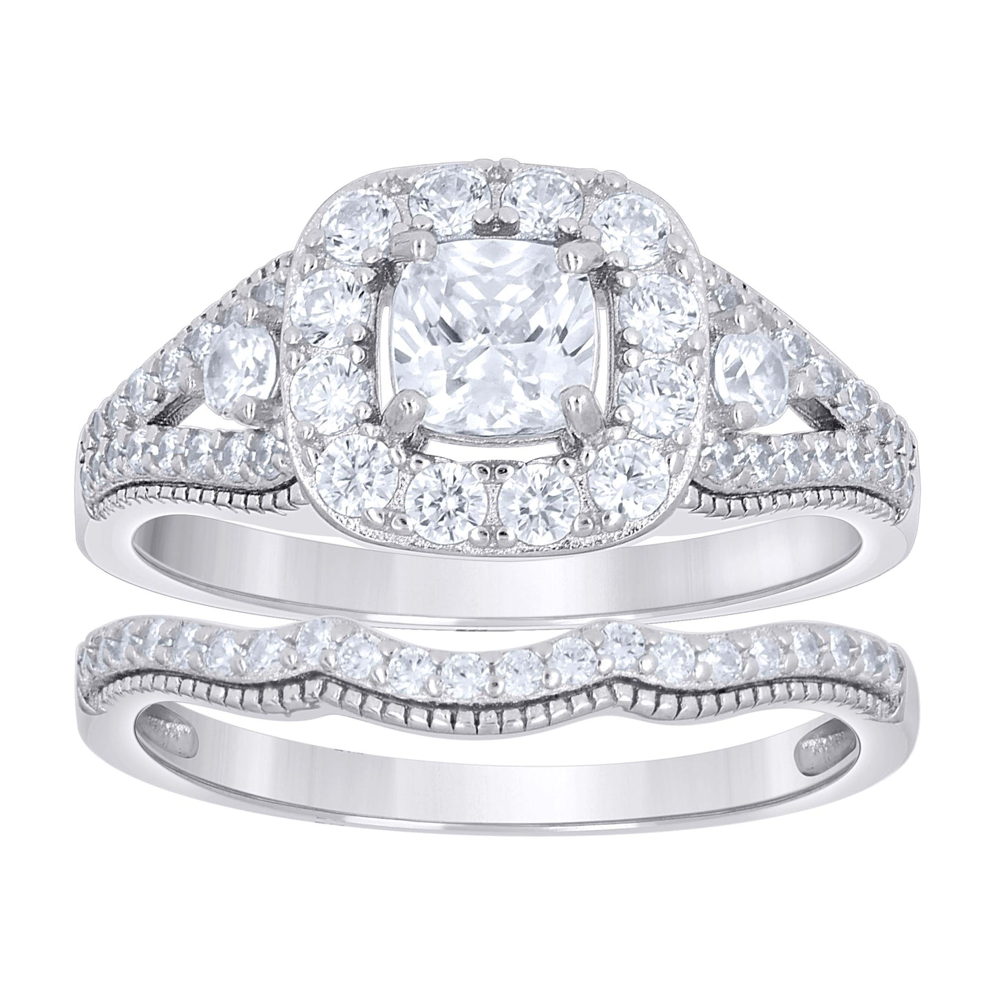 925 Sterling Silver Cz Duo Ring S6
