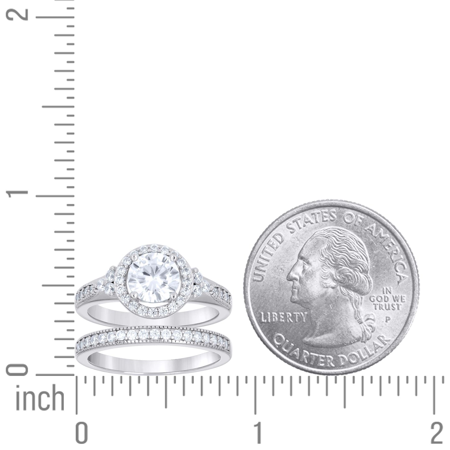 925 Sterling Silver Cz Duo Ring S6