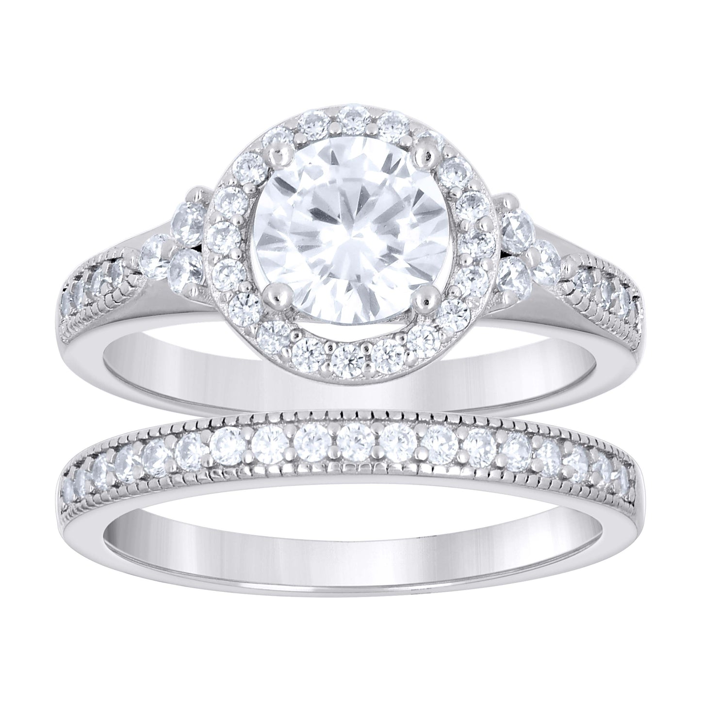 925 Sterling Silver Cz Duo Ring S6