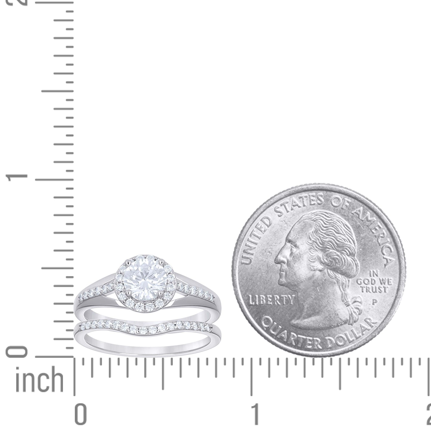 925 Sterling Silver Cz Duo Ring S6