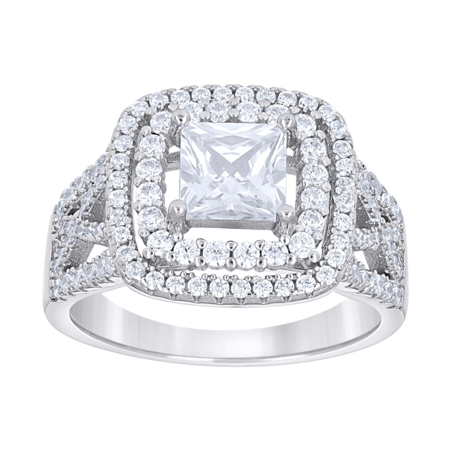 925 Sterling Silver Cz Ring S6
