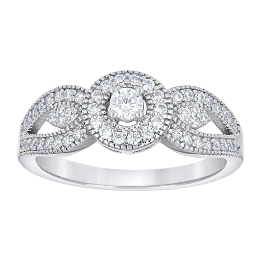 925 Sterling Silver Cz Duo Ring S6