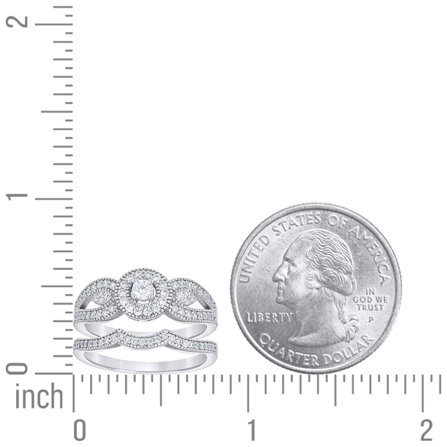 925 Sterling Silver Cz Duo Ring S6