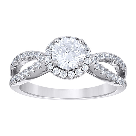 925 Sterling Silver Cz Duo Ring S6