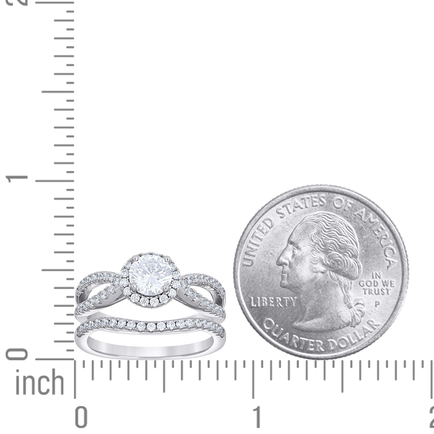 925 Sterling Silver Cz Duo Ring S6