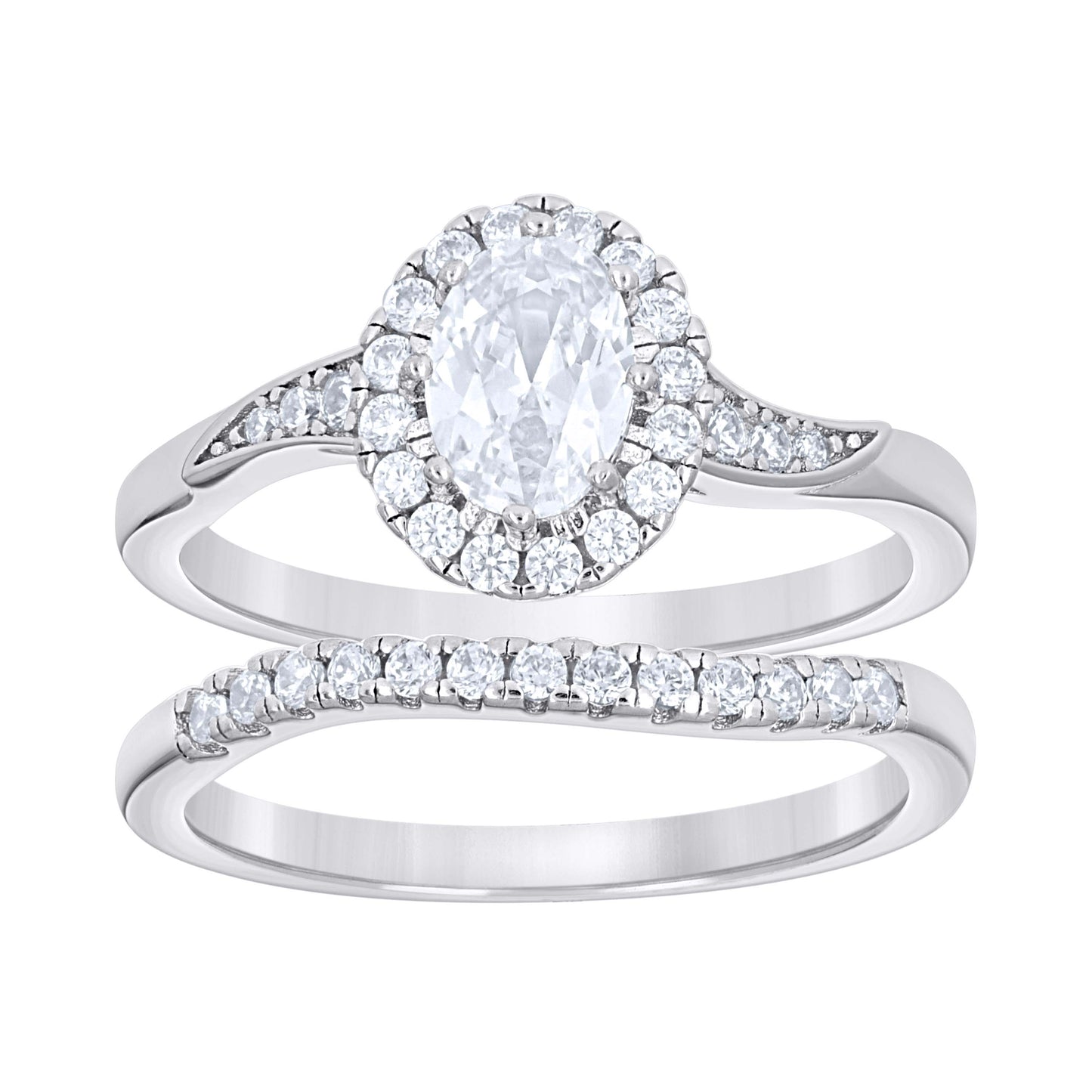 925 Sterling Silver Cz Duo Ring S6