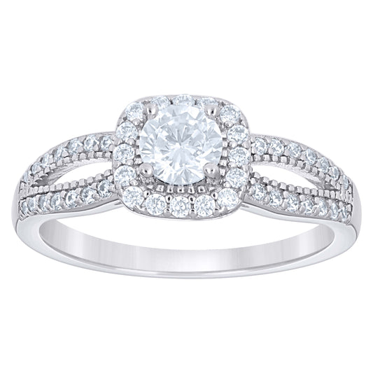 925 Sterling Silver Cz Duo Ring S6