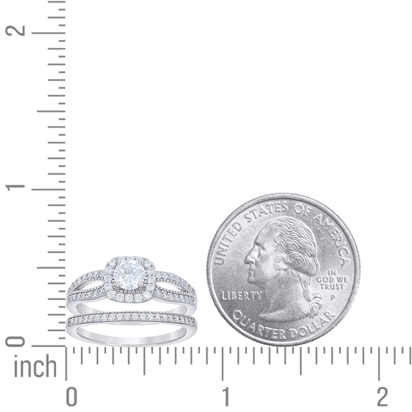 925 Sterling Silver Cz Duo Ring S6