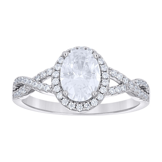 925 Sterling Silver Cz Duo Ring S6