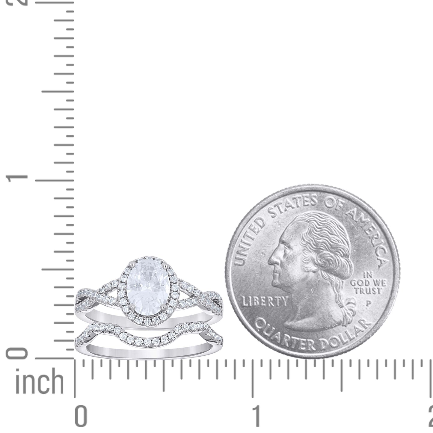 925 Sterling Silver Cz Duo Ring S6