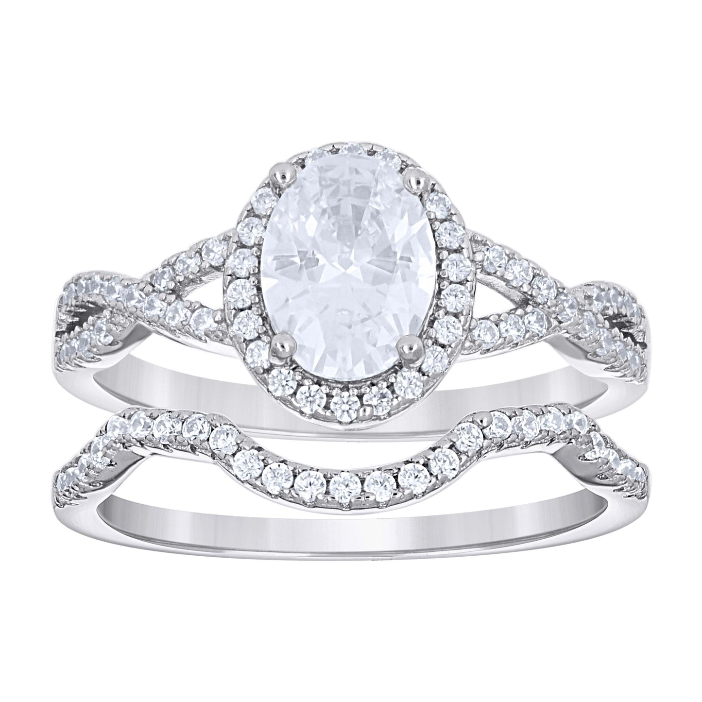 925 Sterling Silver Cz Duo Ring S6