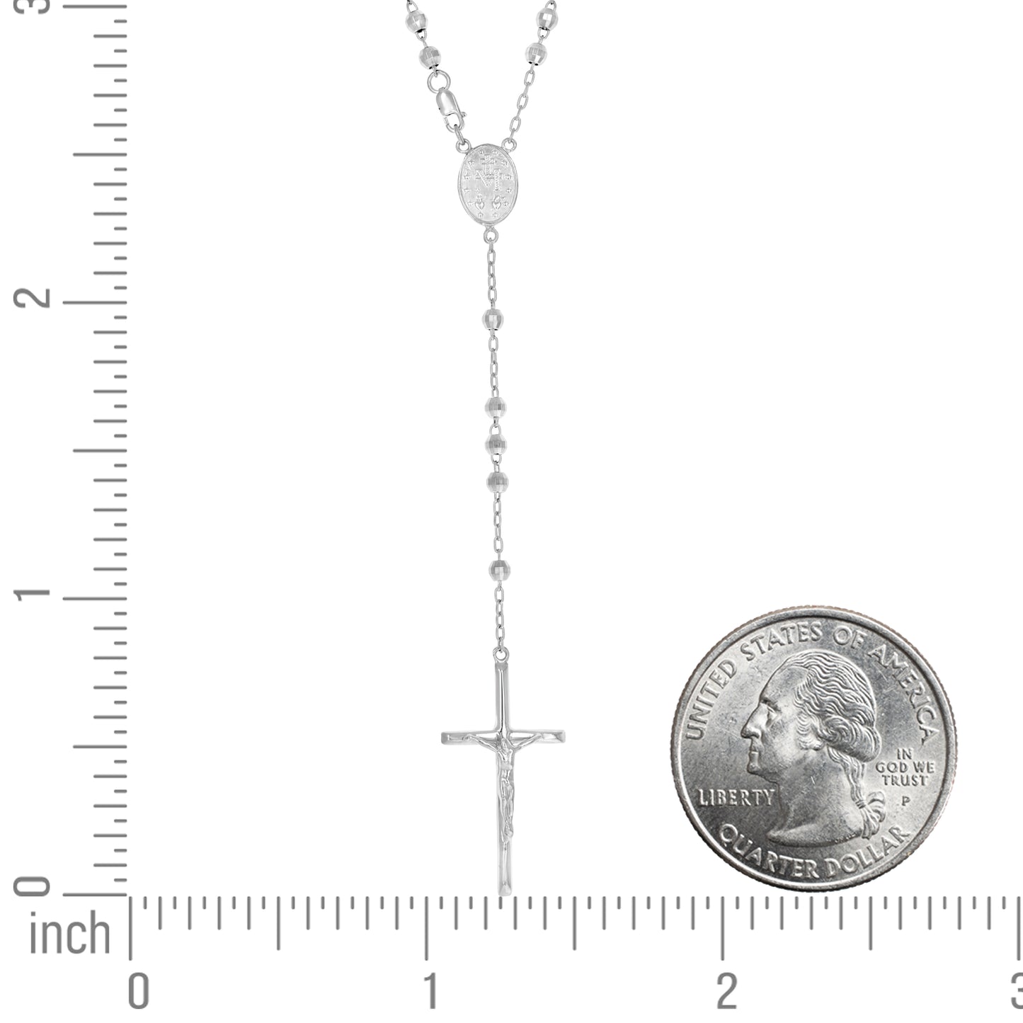 925 Sterling Silver Rosary Rhodium 4mm