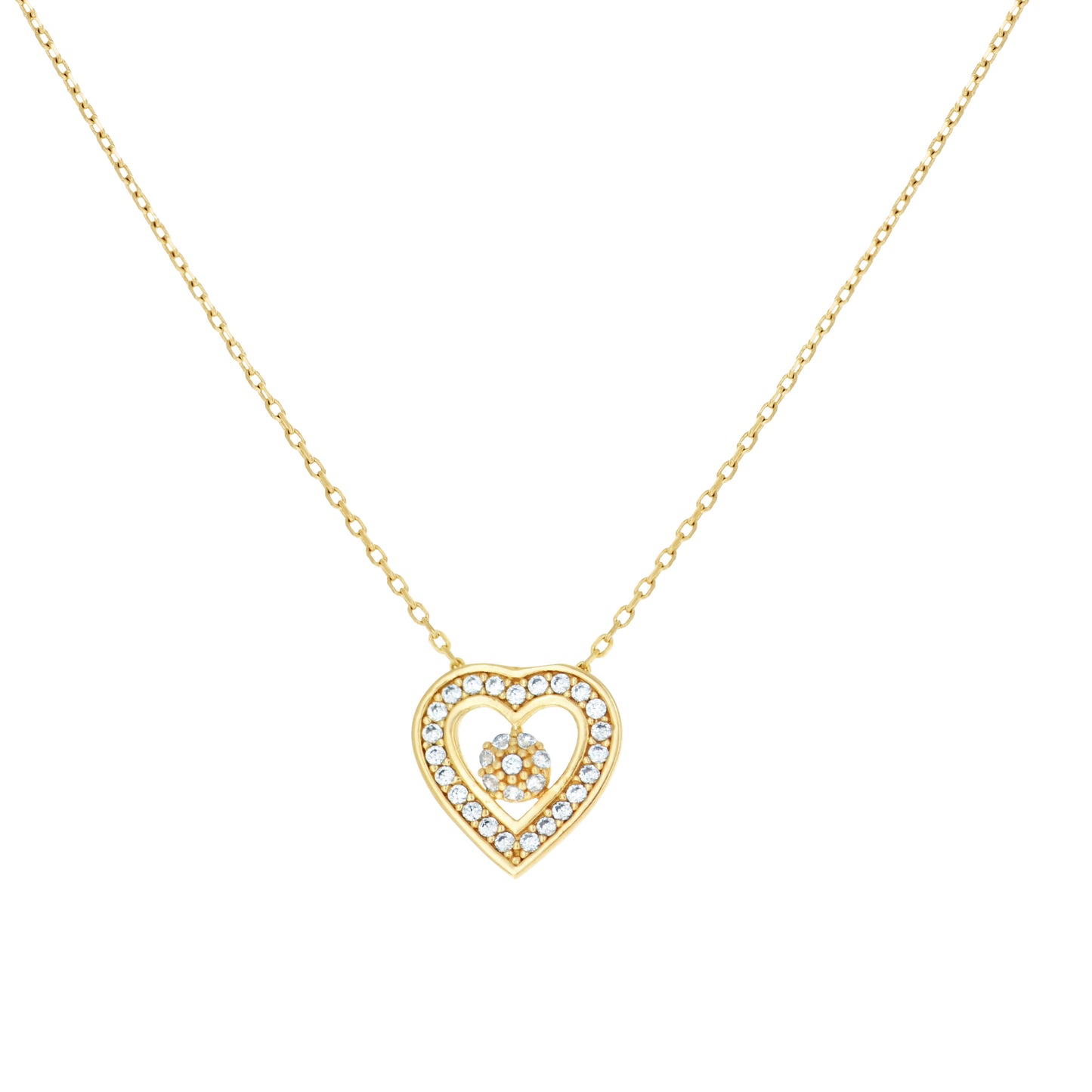 14Kt Gold Cz Necklace 18" (16"+2")