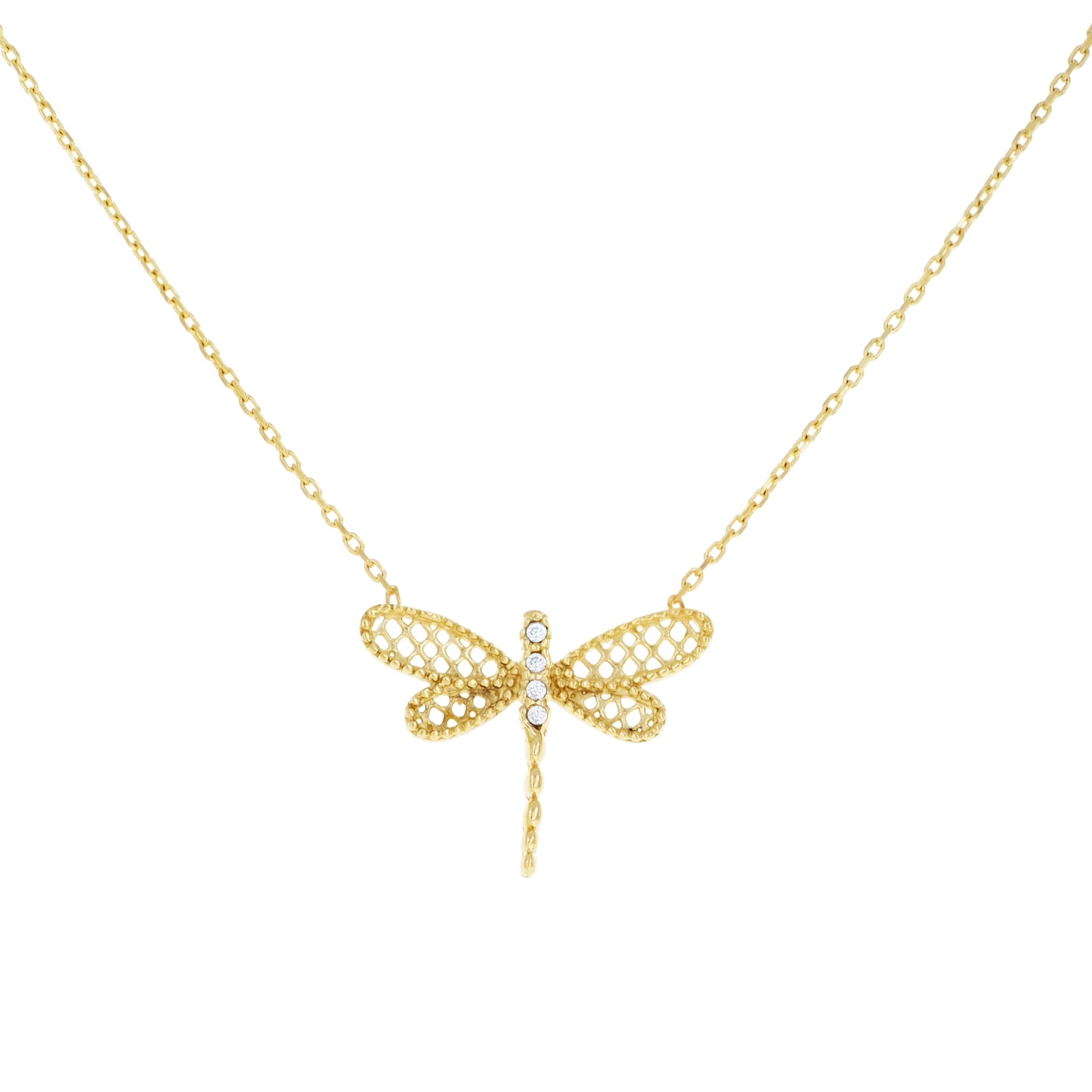 14Kt Gold Cz Necklace 18" (16"+2")