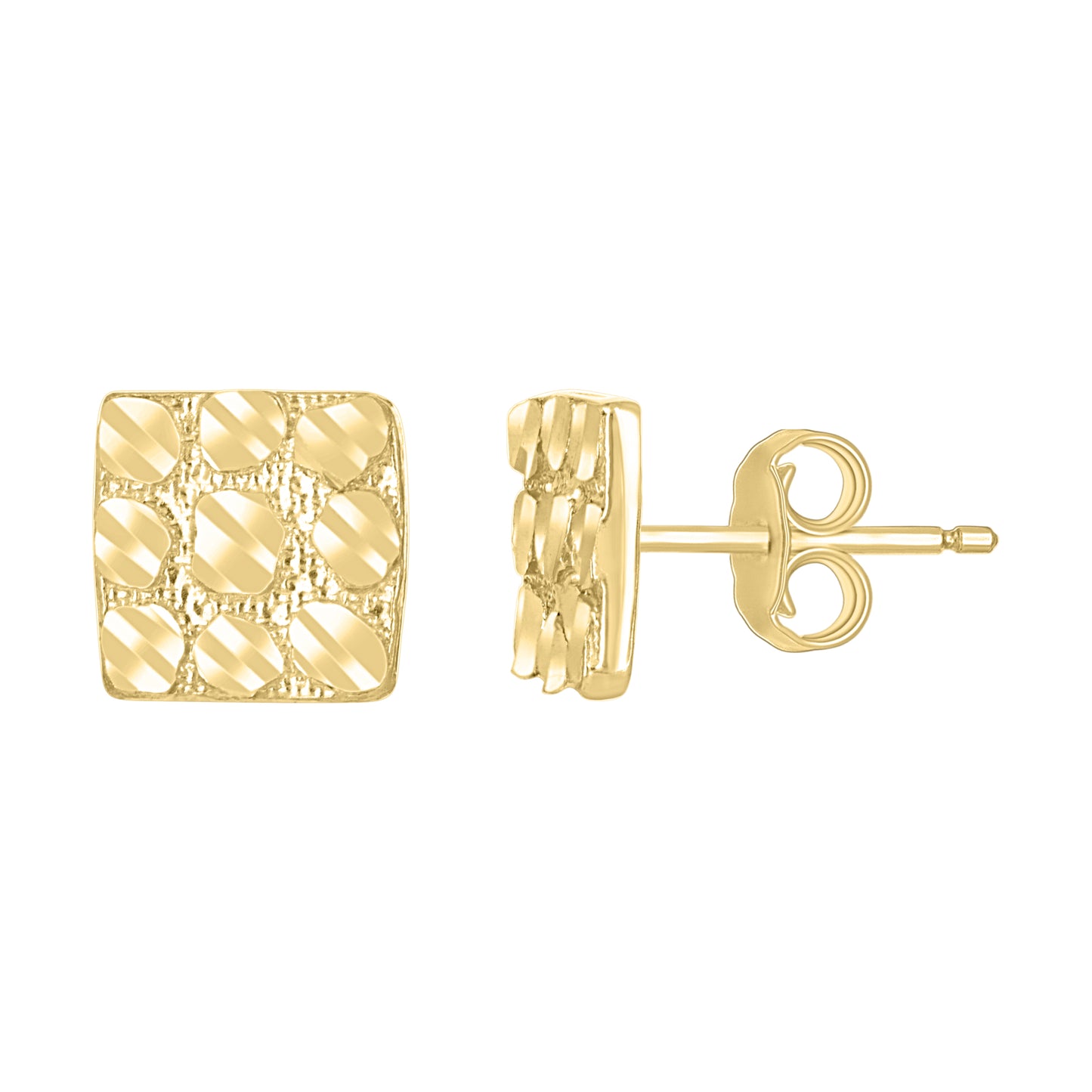 10Kt Gold Square Nugget Earrings