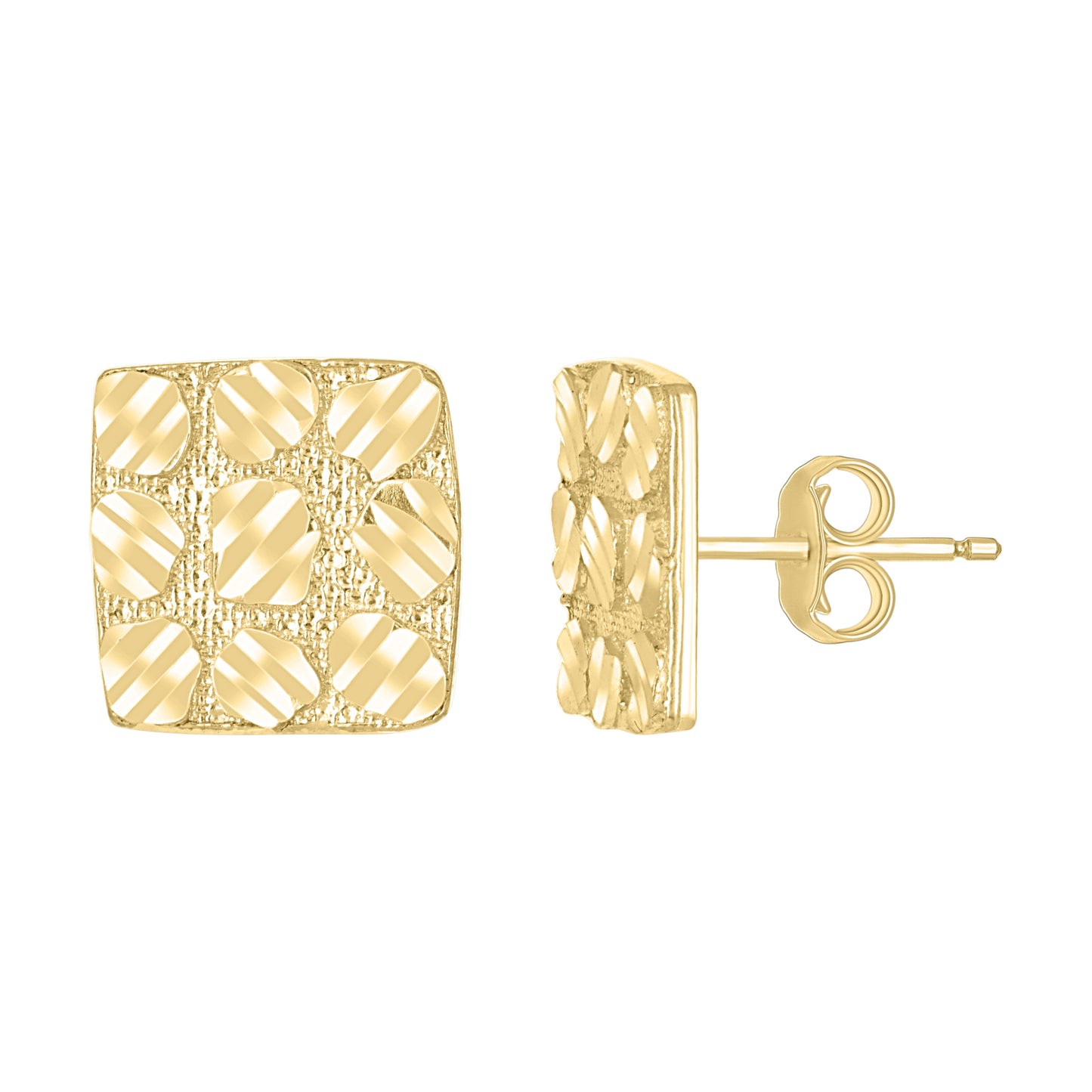 10Kt Gold Square Nugget Earrings