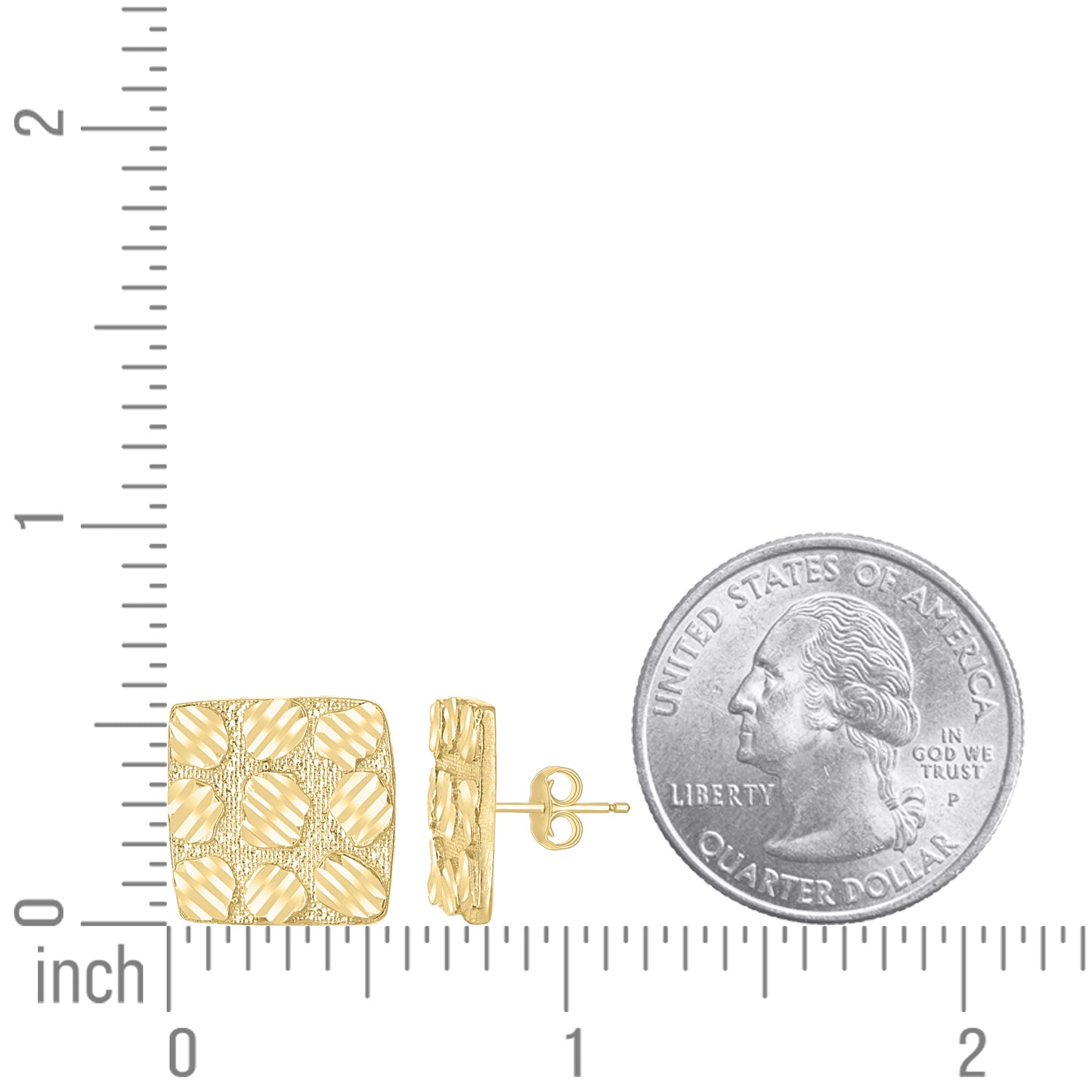 10Kt Gold Square Nugget Earrings