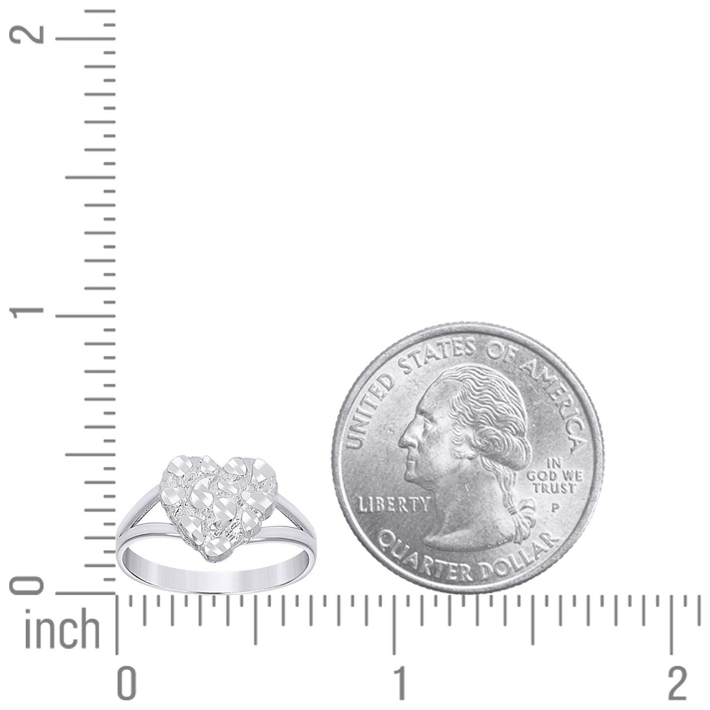 925 Sterling Silver Heart Nugget Ring