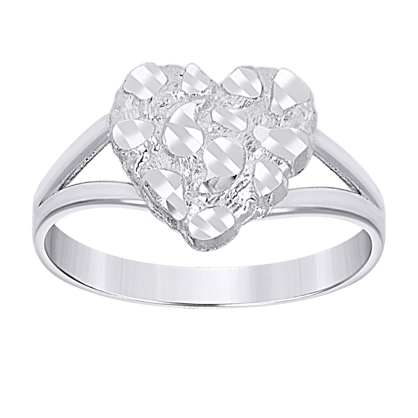 925 Sterling Silver Heart Nugget Ring