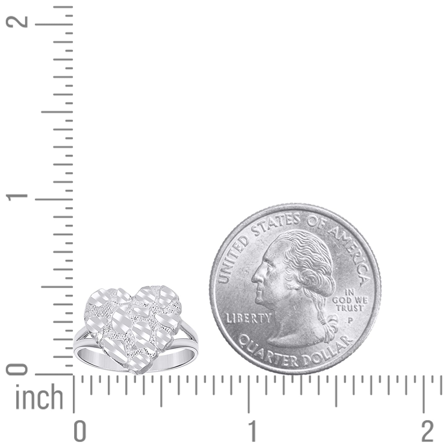 925 Sterling Silver Heart Nugget Ring-S7