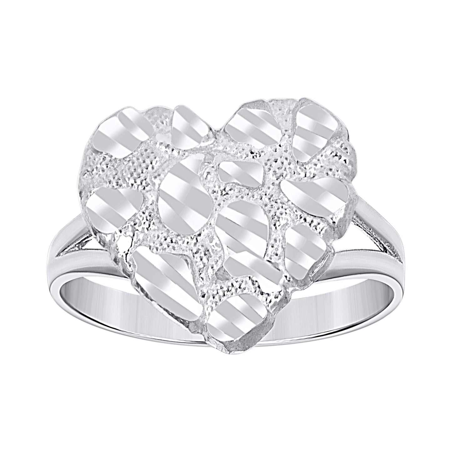 925 Sterling Silver Heart Nugget Ring-S7