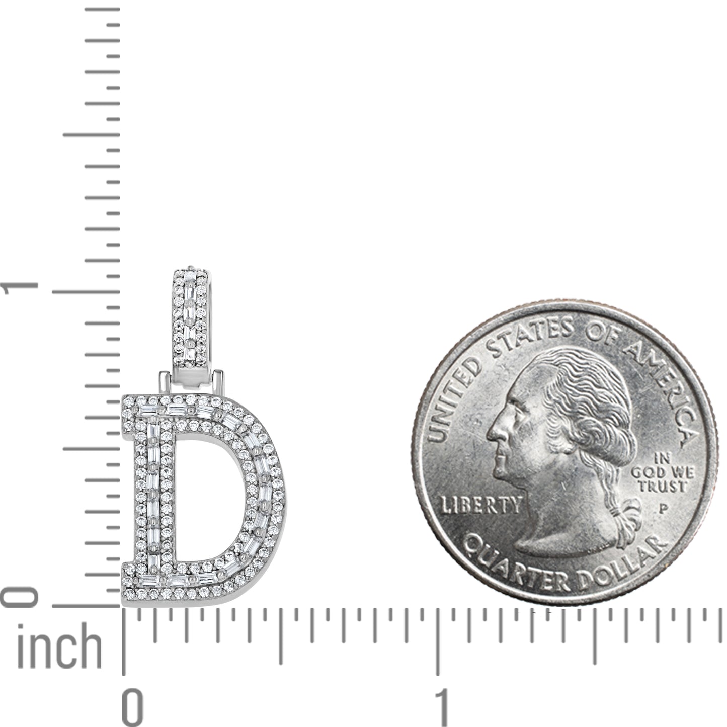 925 Sterling Silver Cz Initial Letter Pendant "D"