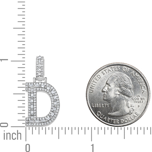 925 Sterling Silver Cz Initial Letter Pendant "D"