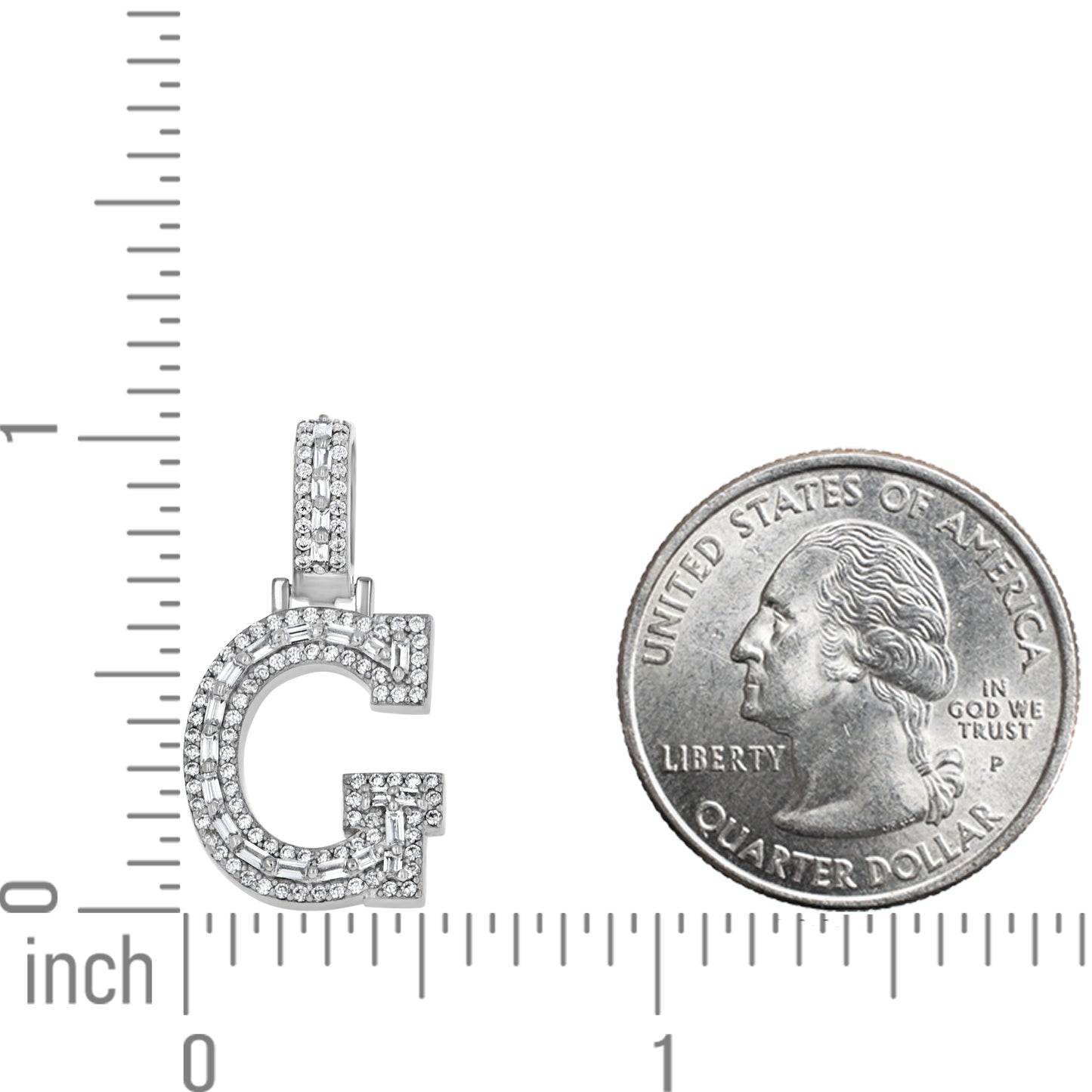 925 Sterling Silver Cz Initial Letter Pendant "G"