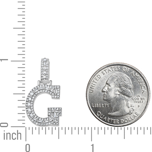 925 Sterling Silver Cz Initial Letter Pendant "G"