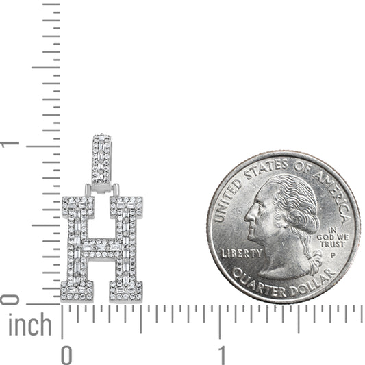 925 Sterling Silver Cz Initial Letter Pendant "H"