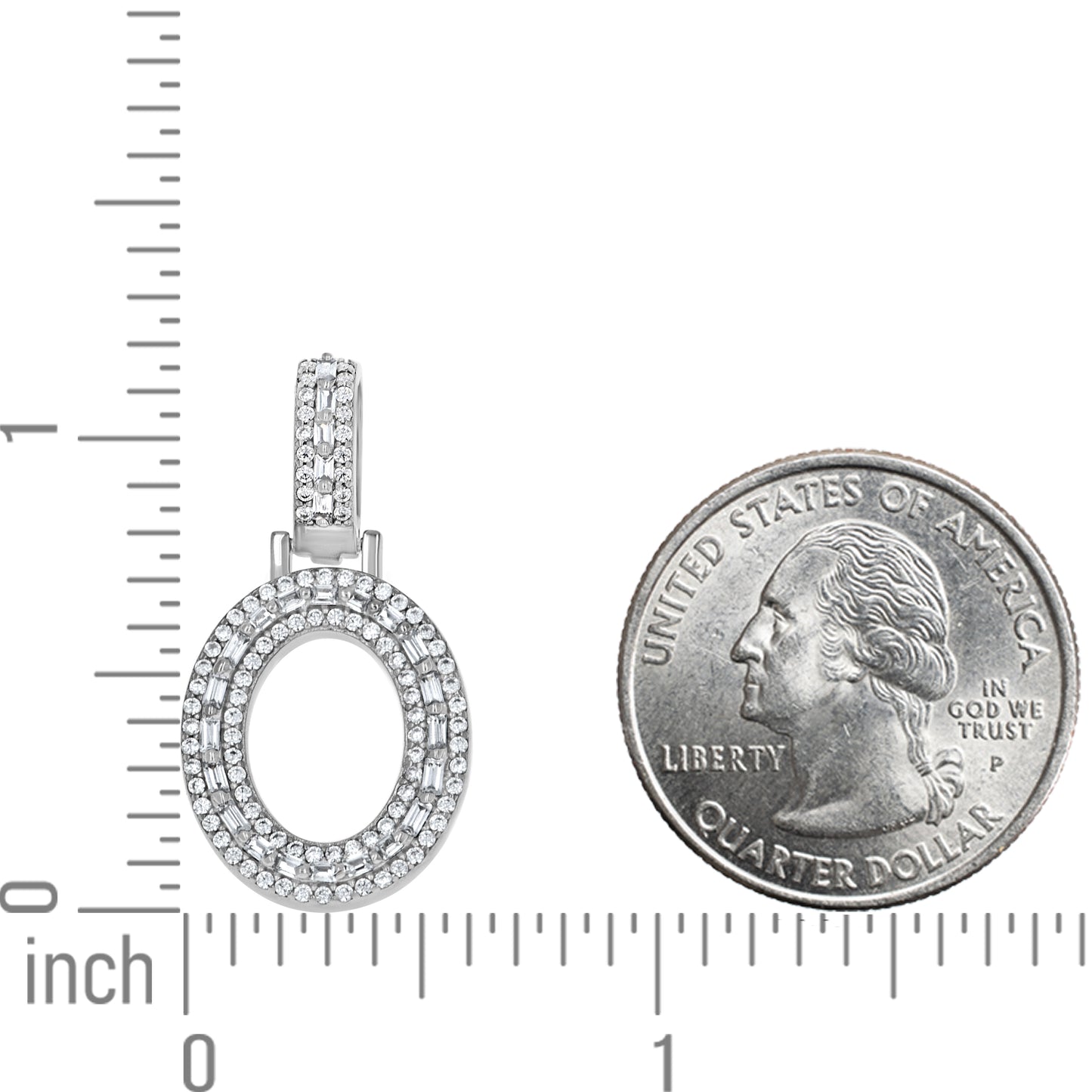 925 Sterling Silver Cz Initial Letter Pendant "O"