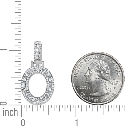 925 Sterling Silver Cz Initial Letter Pendant "O"