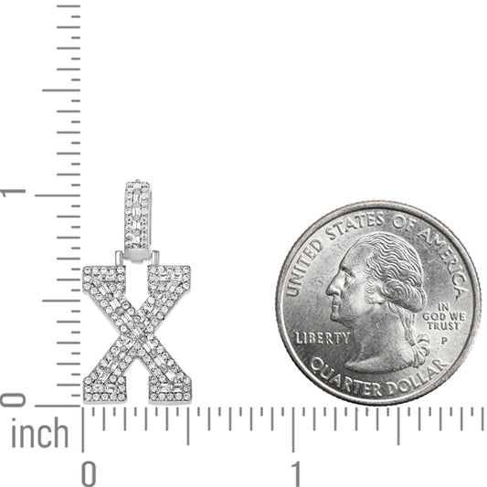 925 Sterling Silver Cz Initial Letter Pendant "X"