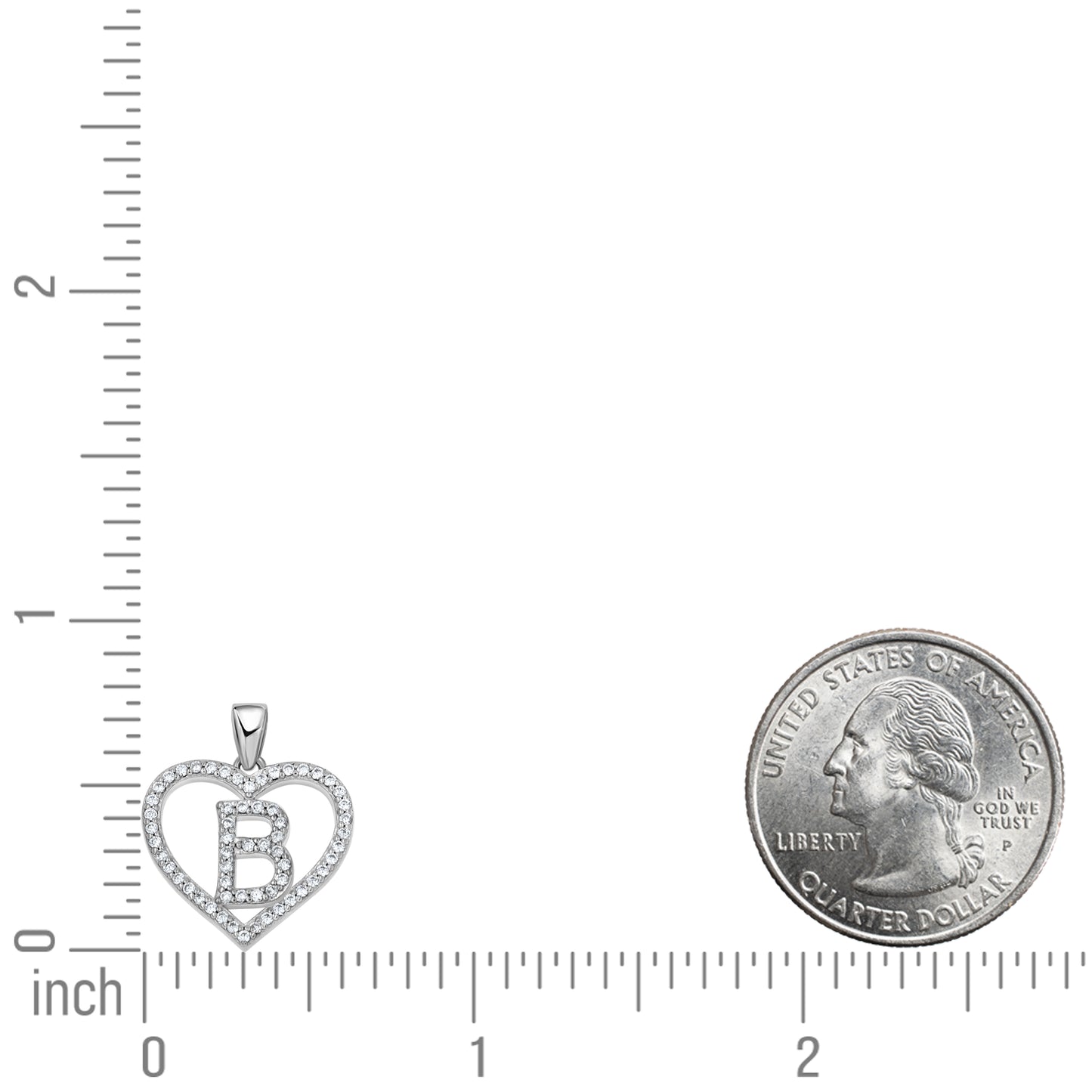 925 Sterling Silver Cz Initial Letter Pendant "B"