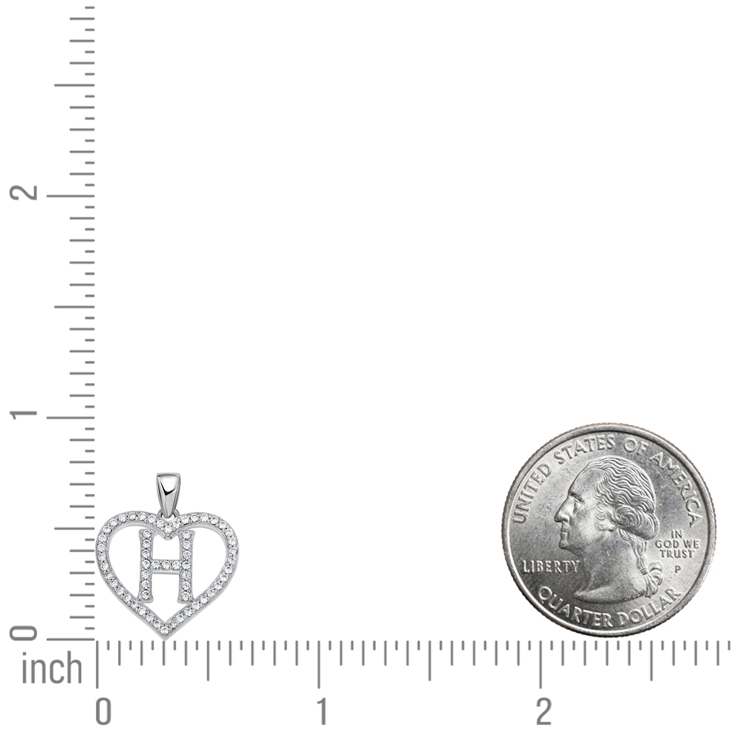 925 Sterling Silver Cz Initial Letter Pendant "H"