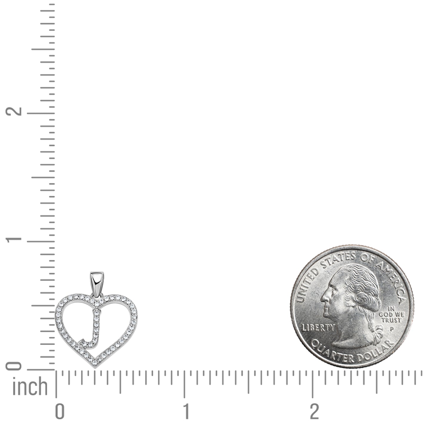 925 Sterling Silver Cz Initial Letter Pendant "J"