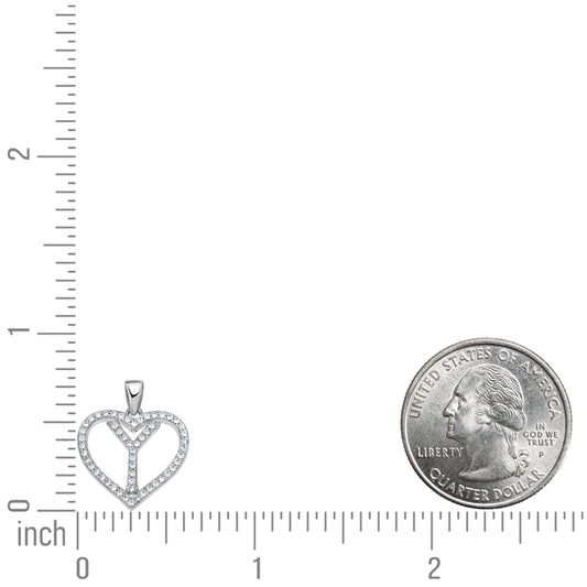 925 Sterling Silver Cz Initial Letter Pendant "Y"